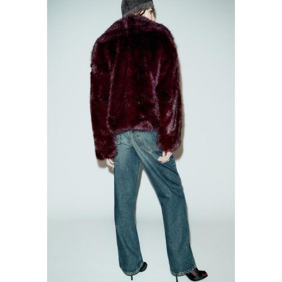 ZARA SHORT FAUX FUR COAT WITH FIREMAN CLASPS - Picture 6 of 10